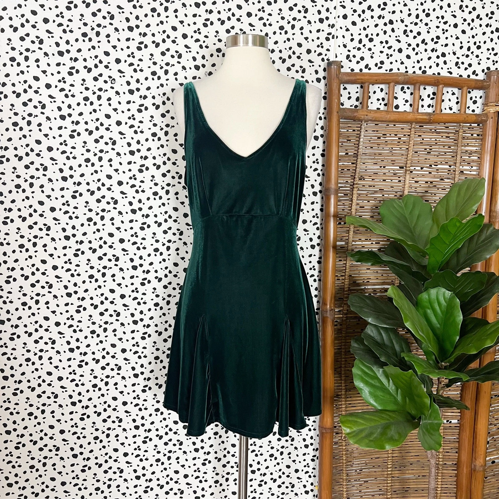 UNDERCOVER Victoria’s Secret Mini Abito Pigiama Lingerie Velluto Verde Foresta Y2K Vintage S