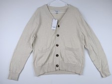Goodfellow  Co Men's Cream V-Neck Cardigan Button Front Long Sleeve MEDIUM