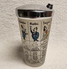 Vintage Federal Glass Frosted Cocktail Mixed Drink Bartender’s Recipe Mix Shaker
