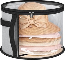 Oversized Clear Hat Storage Bag Holds Up To 7 Caps Cowboy Organizer 16.5" Grey