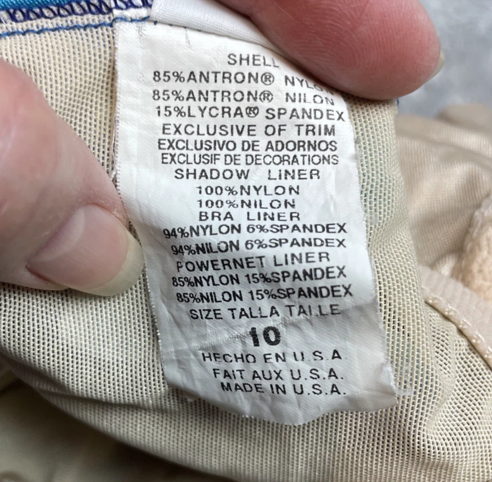 Vintage Longitude One Piece Swimsuit Womens 10 Blue Floral Shimmery Padded Bra - Image 4 of 4