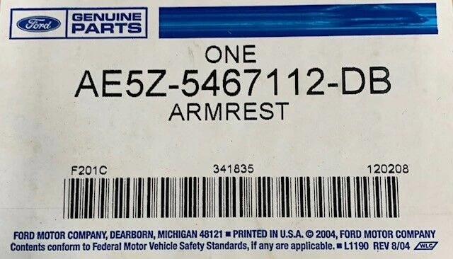 10-12 REPOSABRAZOS FORD FUSION LINCOLN MKZ MERCURY MILAN ASM AE5Z5467112DB - NUEVO OEM Foto 4 de 4
