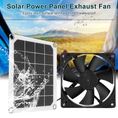 6V 10W Outdoor Solar Power Panel Exhaust Fan USB Charging For Greenhouse Chicken