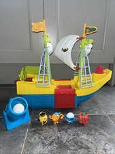 Mr. Men Pirate Ship Boat Figure Toy Playset Bundle RARE Bump Tickle Strong Happy