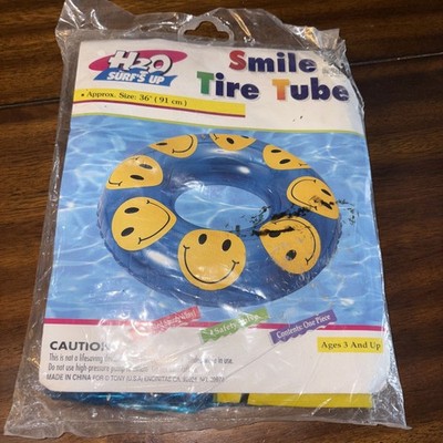 NEW Vintage H2O Surf s Up Smile Tire Tube Swimming Pool Float Smiley Face 36 