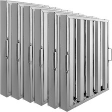 Pack of 6 Hood Filters 19.5W X 19.5H Inch, 430 Stainless Steel 4 Grooves Commerc