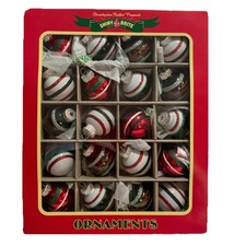 20 Small Shiny Brite Christopher Radko Christmas Ornaments Striped NEW
