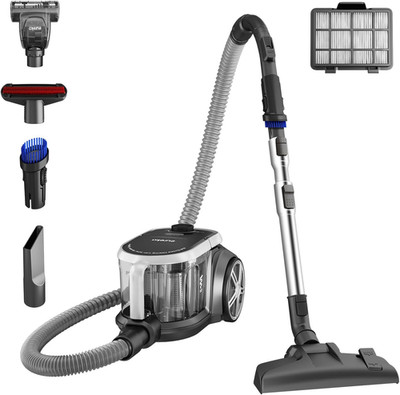 Bagless Canister Vacuum Cleaner, Lightweight Vac for Carpets and Hard Floors, Si