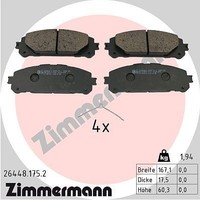 Zimmermann Bremsbelagsatz, Scheibenbremse Vorderachse U.A. FüR Lexus, Suzuki
