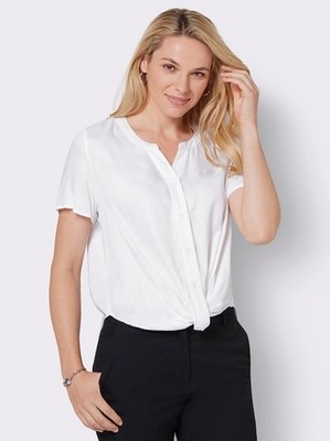 Bluse weiß Damen Heine Wickel-Effekt Knoten-Detail ecru UVP:59 