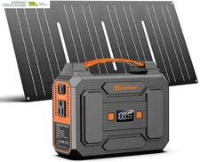 Portable Power Station with Foldable 40W Solar Panel, 100W Solar Powered Generat