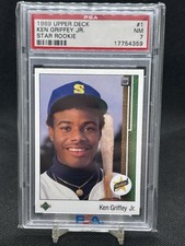 1989 UPPER DECK #1 KEN GRIFFEY JR STAR ROOKIE CENTERED PSA 7 NM HOF RC