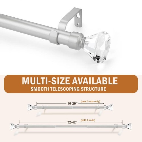 2Pack 1 Inch Diameter Single Window Treatment Curtain Rod Crystal Finial Home Cu - Picture 4 of 6
