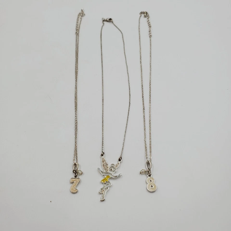 Disney Tinkerbell Necklace with Birthday Number 7 & 8 Necklaces Lot of 3 - Image 3 of 4