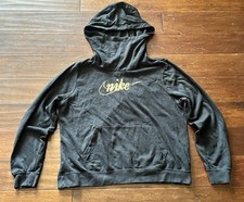 Nike CQ5434 Black Gold Women's Large Glitter Logo Funnel Neck Pullover Hoodie