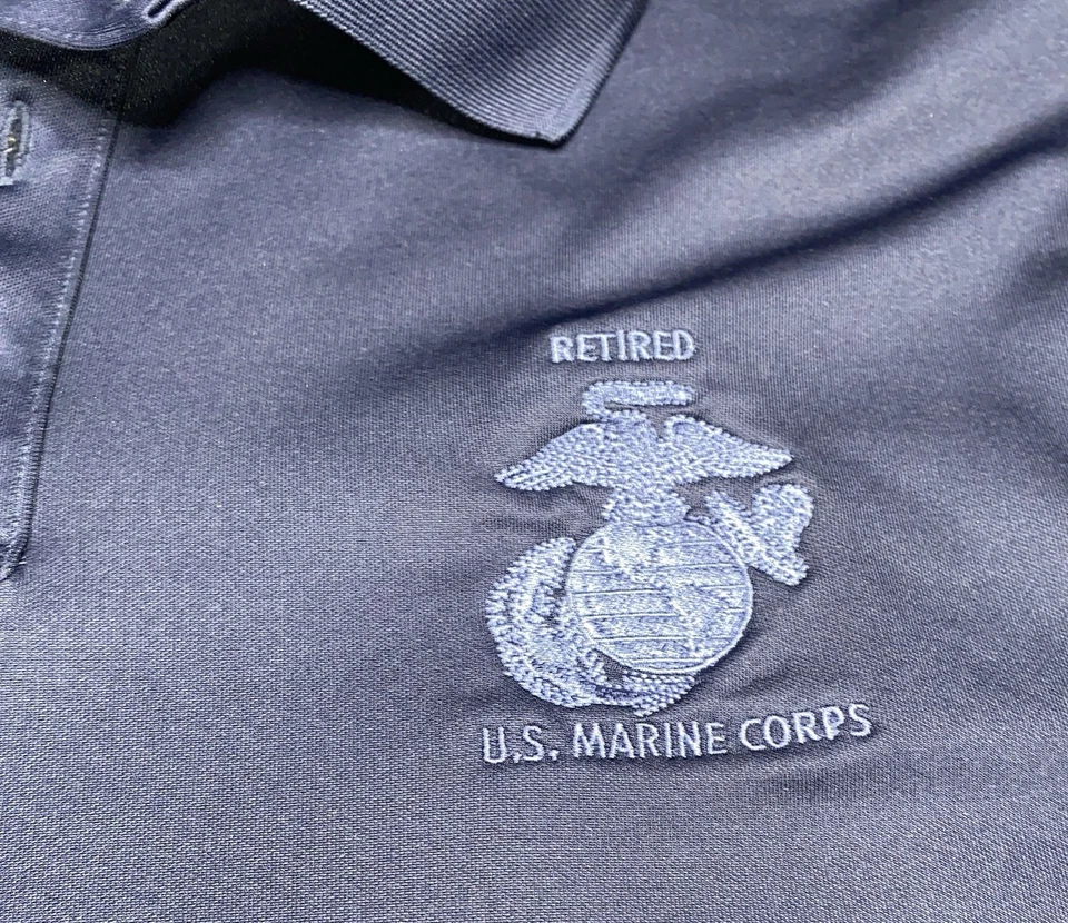 Camisa Polo Retirada USMC Marines Azul Marino Under Armour Manga Corta XL Foto 3 de 4