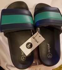 Boy  s - Cat and Jack - Navy, Green and Black - Slide Sandals - Large - 4/5