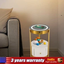 LED Nightstand Bedside Table with Drawers USB & Charging Station End Side Table