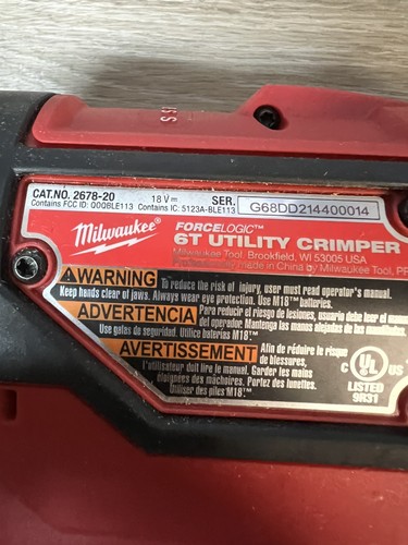 Milwaukee 2678-20 M18 18V Force Logic 6T Utility Crimper - TOOL ONLY - Picture 8 of 10
