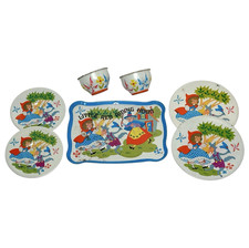 VINTAGE OHIO ART TIN LITHO CHILD'S TEA SET 7 pc LITTLE RED RIDING HOOD