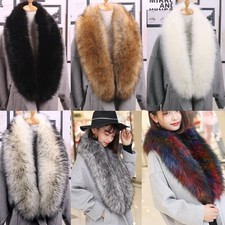 47" Faux Fur Collar Scarf for Women's Coat Accessory Warmer Winter Scarves Wrap