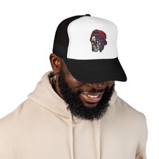 Red Skull Embroidered Foam Trucker Hat, Casual Summer Hat, Festival ...