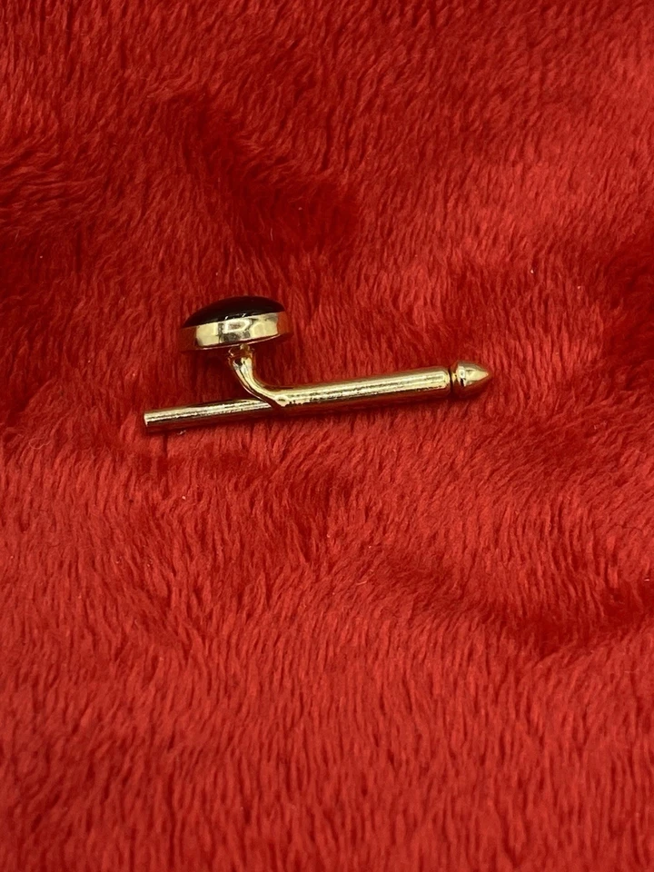 复古 SWANK Circle 黑色和金色衬衫耳钉弹簧罕见单件 — 第 2/4 张图片