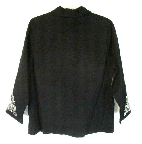 New Quacker Factory Scroll Embellished Jacket Large Black A280813 Women CBM13 - Picture 3 of 7