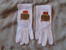 33rd Degree Double Eagle Masonic Embroidered White Gloves Scottish Rites NEW