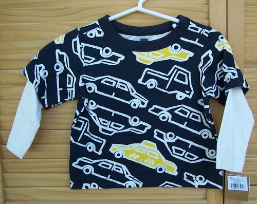TEA COLLECTION~nwt black CAR shirt~boy's size 9-12 months~9M to 12M~NEW~l/s~Taxi - 第 1/2 張圖片