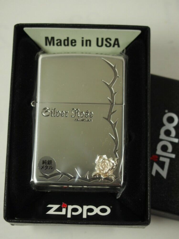 ZIPPO Oil Lighter Rose Sterling Silver Metal Corner 63250198 ZIPPO Oil Lighter Rose Sterling Silver Metal Corner 63250198