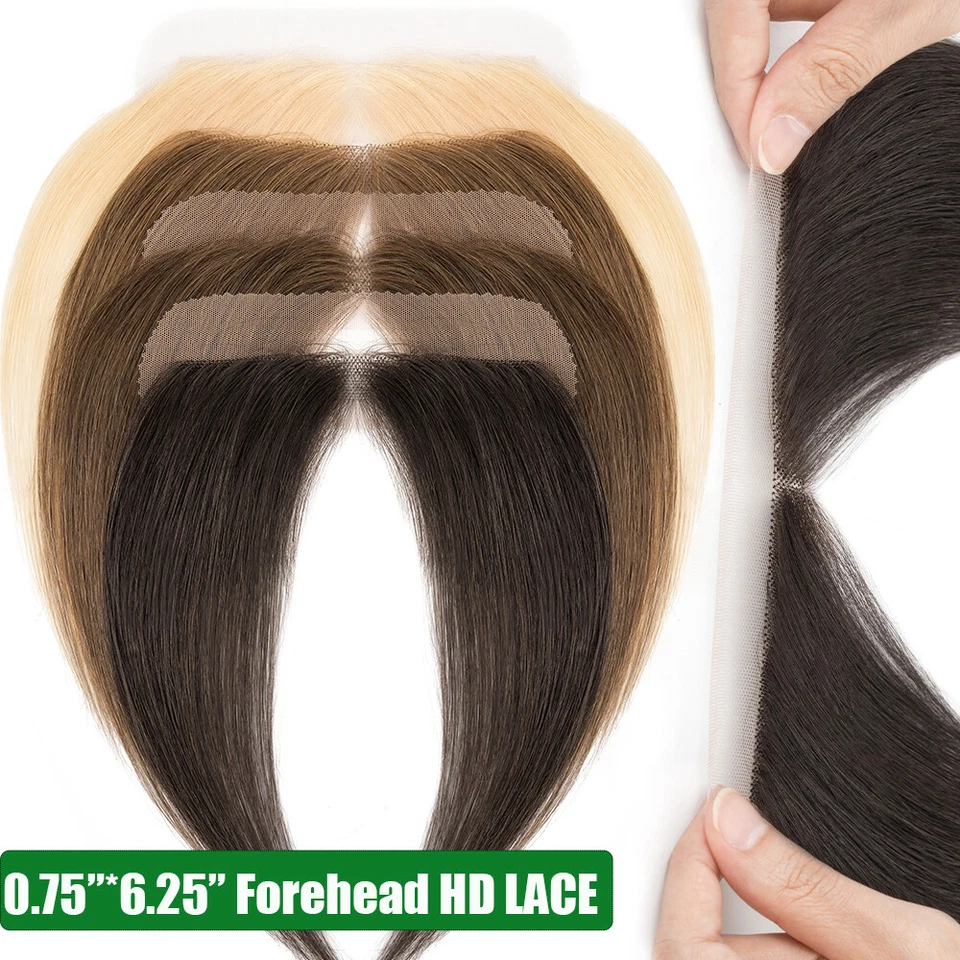 Forehead V-Loop Thin PU Mens Toupee 100% Remy Human Hair Hairpiece Topper BLONDE - Image 4 of 4