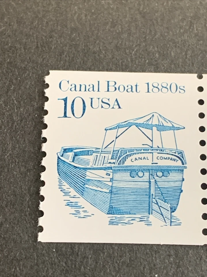 US Transportation Coil Canal Boats #2257 Tagged Strip Of 5 1987 10c VF MNH - Image 2 of 4