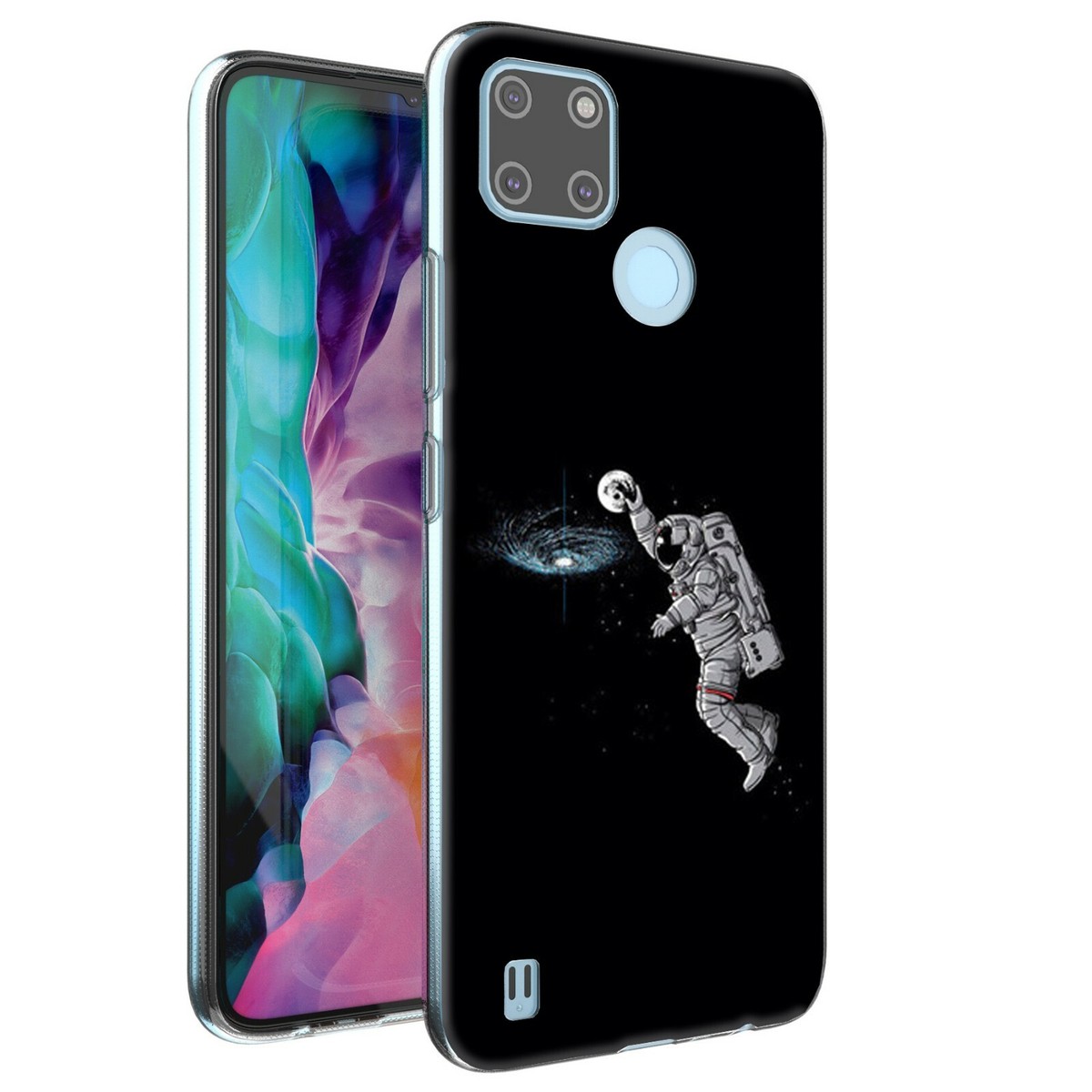 Cover Mixroom Per OPPO A15 – Custodia In TPU Morbido Con Fantasia Astronauta Che Gioca A Basket, Stampa UV