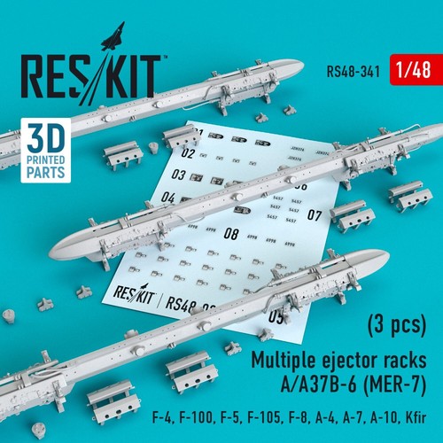 ResKit RS48-0341 Scala 1:48 Portaespulsori multipli A/A37B-6 (MER-7)3pcs F,A,Kfir - Foto 22 di 24