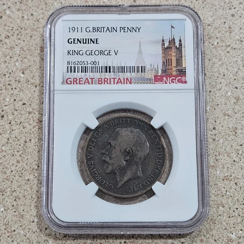 1911 Great Britain Penny Coin King George V NGC Slabbed & Graded GENUINE