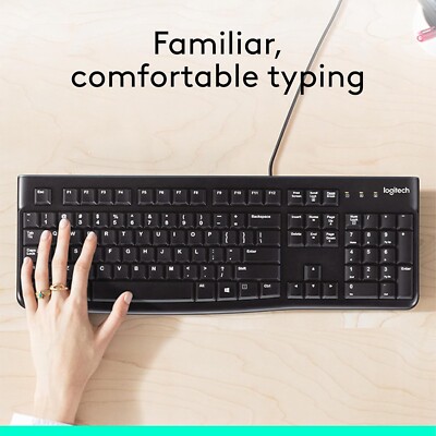Logitech - K120 Full-size Wired Membrane Keyboard for PC with Spill-Resistan...