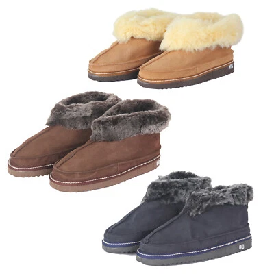 Sonia Originelli Hüttenhausschuh Lammfell Schaffell Leder Fellkranz feste Sohle