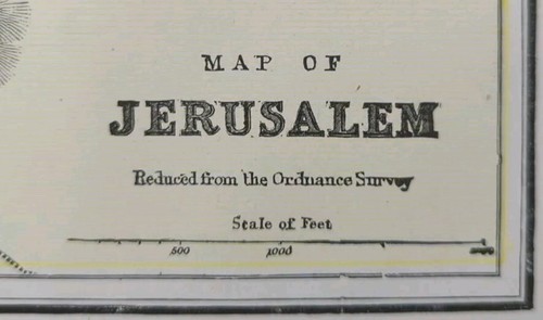 Vintage 1898 JERUSALEM Map 14"x11" Old Antique Original CITY OF DAVID ZION GATE