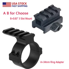 34mm Ring Scope 20mm Barrel Adapter w/ 0.83" 3-Slot Medium Profile Riser Mount