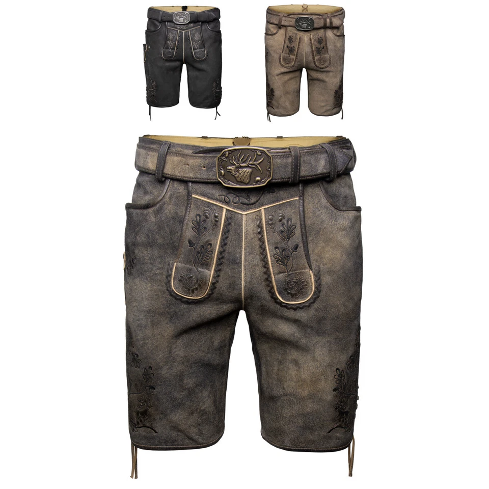Spieth & Wensky Archibald Pantalon en Cuir avec Ceinture Homme Traditionnel - Photo 1/1