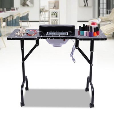 Foldable Manicure Table Nail Desk Portable Nail Table with Dust Collector