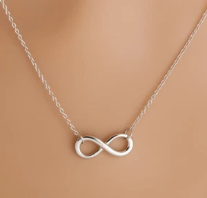 Solid 925 Sterling Silver Infinity Forever Figure 8 Love Necklace
