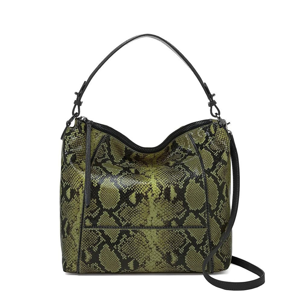 NWT Botkier Woman's Soho Medium Leather Hobo Bag Military Green Snake MSRP: $298