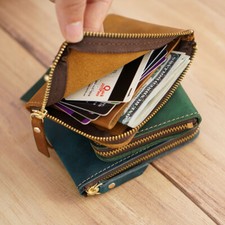 Genuine Leather Zipper Coin Purse Small Wallet Card Holder Change Storage Pouch