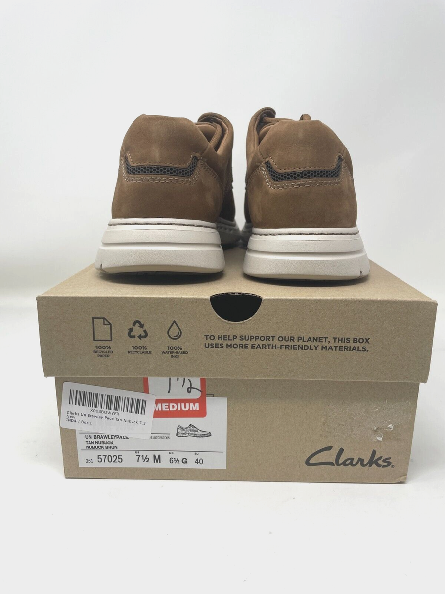 Clarks Mens 7.5 Un Brawley Pace Brown/Tan Nubuck Comfort 