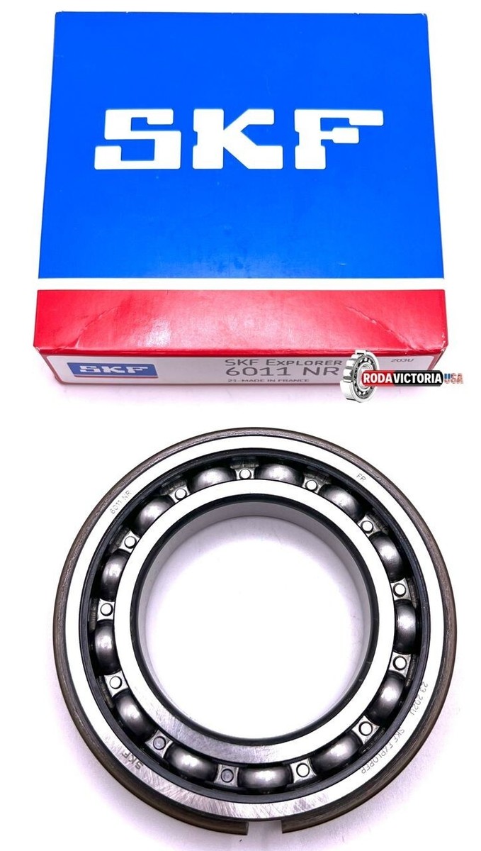 SKF 6011 NR BALL BEARING, OPEN TYPE, NO SEALS + SNAP RING