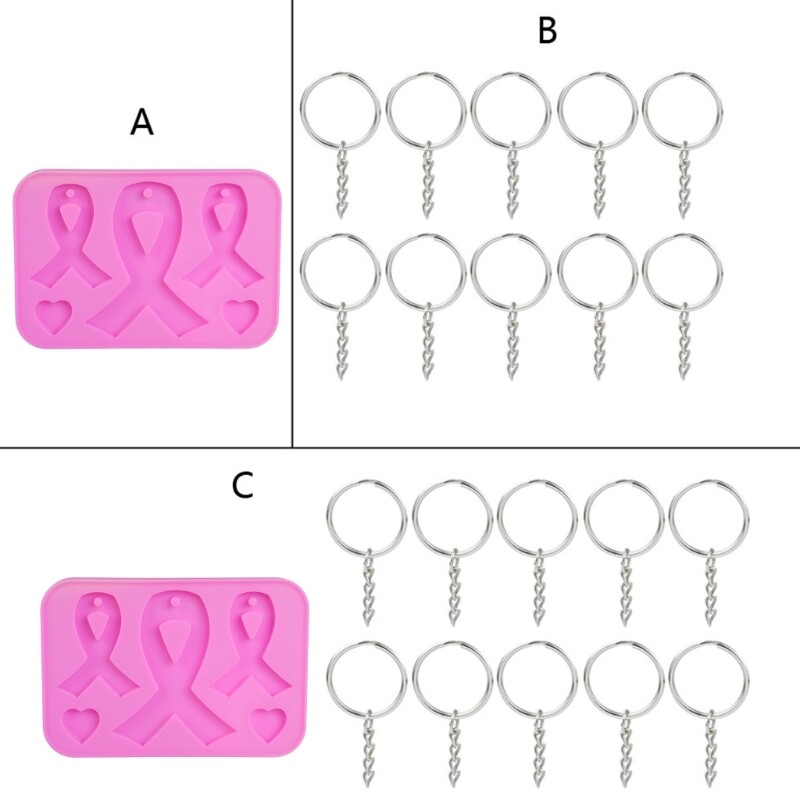 Awareness Bow Keychains Resin Mold Silicone Ribbon Bow Mold