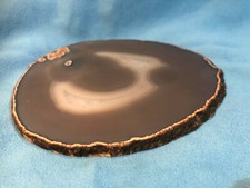 1 Brown White COASTER Slice Rock Crystal Art natural stone gemstone polish