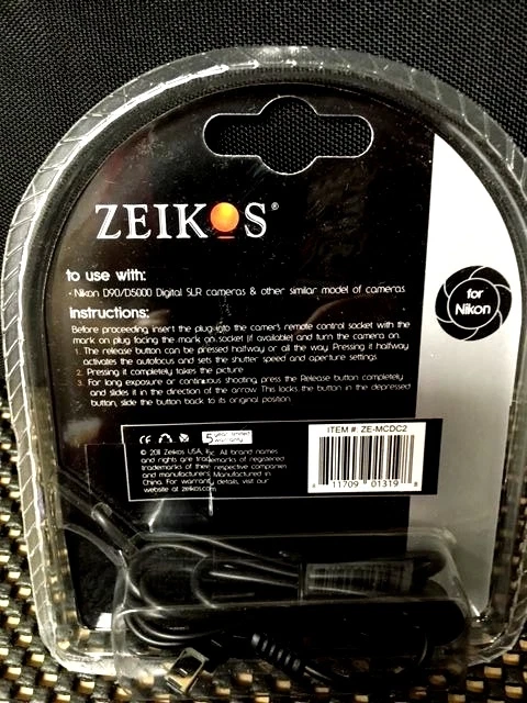 Zeikos ZE-MCDC2 Remote Control Shutter Release fits Nikon D90 D5000 New - Image 2 of 2